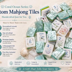 Ocean Coral Fish American Mahjong Set with themed layered acrylic tiles