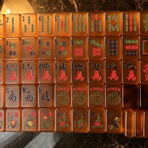 Leopard Amber American Mahjong Set, 160 Tiles, Classic Floral Artwork, Luxury Game Night Gift, Gift for Mahjong Lovers a