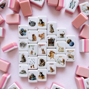 The Cat’s Meow American Mahjong Set, Pink Cat Mahjong Tiles, 160 Piece Mahjong Game, Cat Lover Gift, Luxury Gift Box - 2