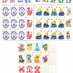 American Mahjong Set, Sailing Boat & Animal Art Tiles, Handmade Illustrated Mahjong Game, Unique Mahjong Gift for Mahjon