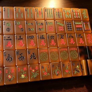 Leopard Amber American Mahjong Set, 160 Tiles, Classic Floral Artwork, Luxury Game Night Gift, Gift for Mahjong Lovers a