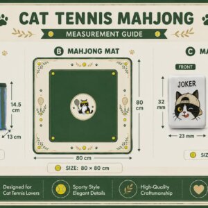 Cute Tennis Cat American Mahjong Set & Play Mat, Playful Court Art, 160 Tiles, Luxury Game Night Gift, Gift for Mahjong