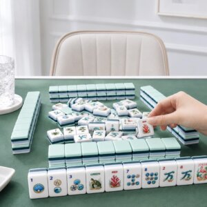 Ocean Breeze American Mahjong Set, 160 Acrylic Tiles UV Printed Coastal Beach Mahjong Game with Jokers & Blanks, Tropica
