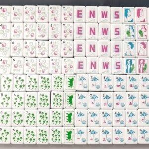Dreamy Green American Mahjong Set, 160 Tiles, Palm Tree Shell and Swimsuit Girl Design, Luxury Game Night Gift, Gift for