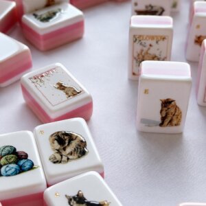 The Cat’s Meow American Mahjong Set, Pink Cat Mahjong Tiles, 160 Piece Mahjong Game, Cat Lover Gift, Luxury Gift Box - 1