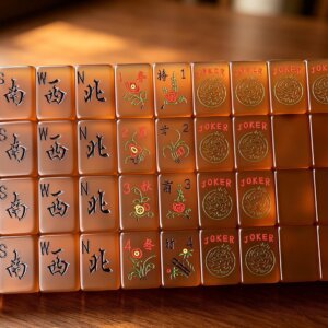 Leopard Amber American Mahjong Set, 160 Tiles, Classic Floral Artwork, Luxury Game Night Gift, Gift for Mahjong Lovers a