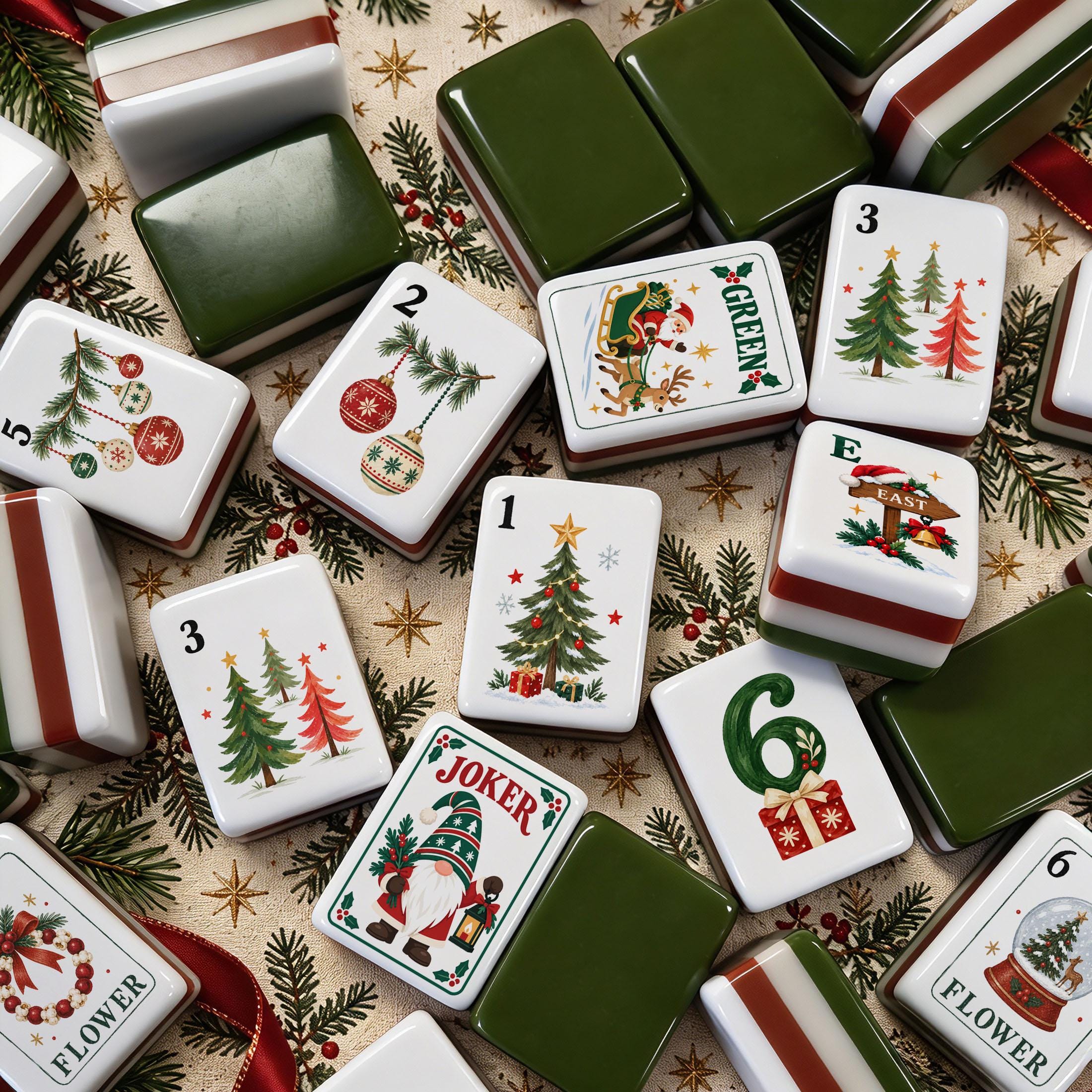 Painterly Christmas Tree American Mahjong Tiles