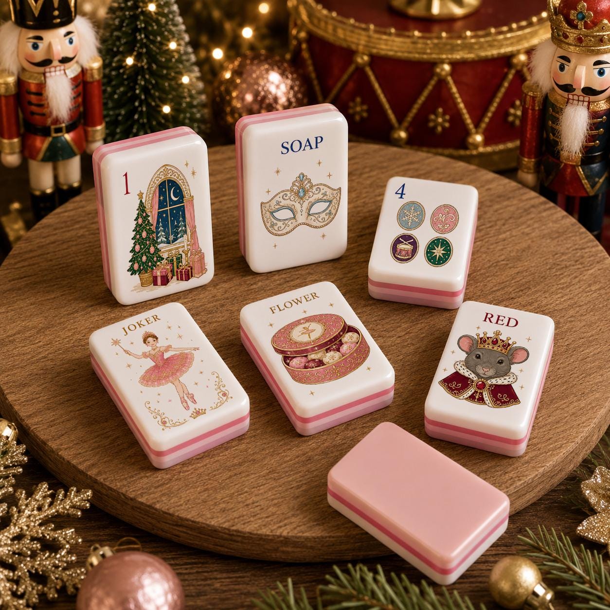 Pink Nutcracker Ballet American Mahjong Tiles