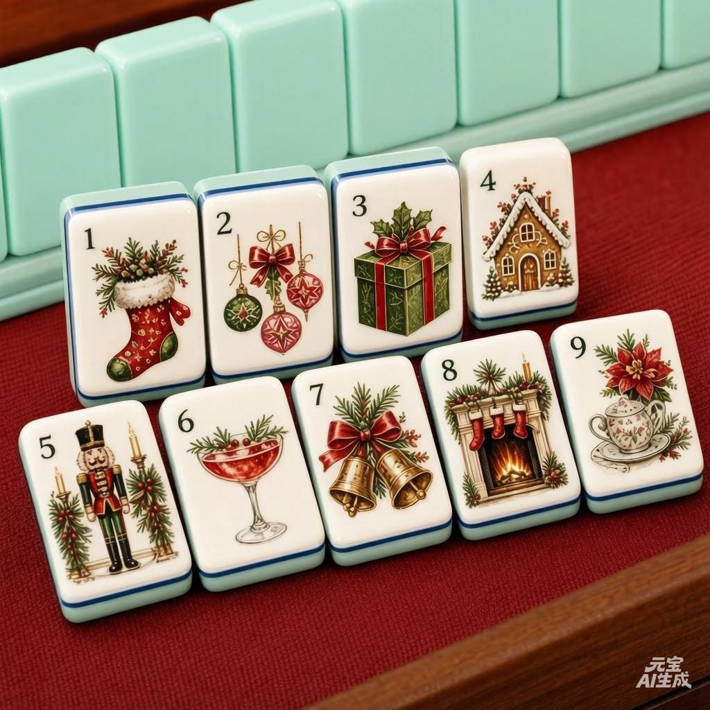 Cozy Christmas American Mahjong Tiles