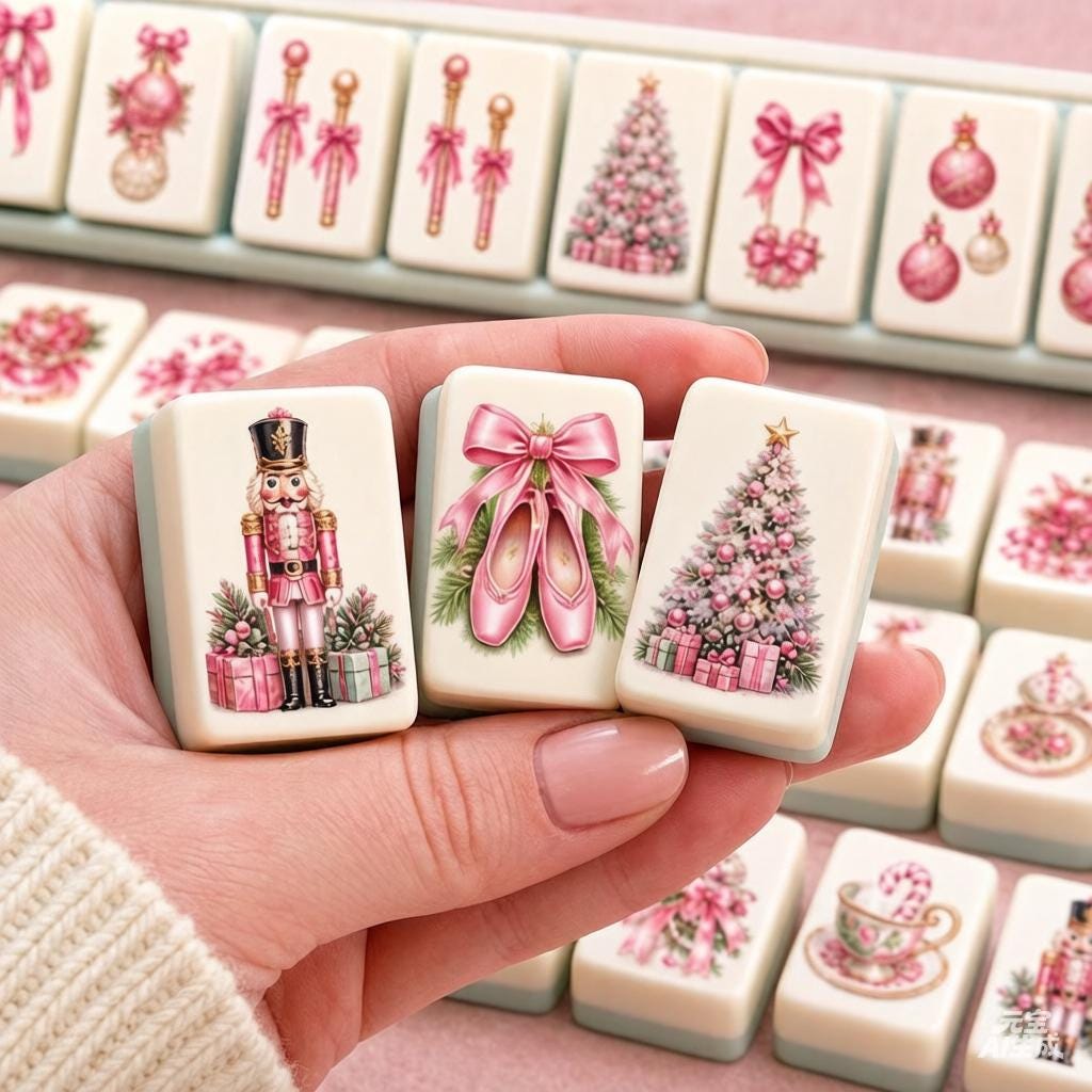 Pink Sugarplum Nutcracker Mahjong tiles