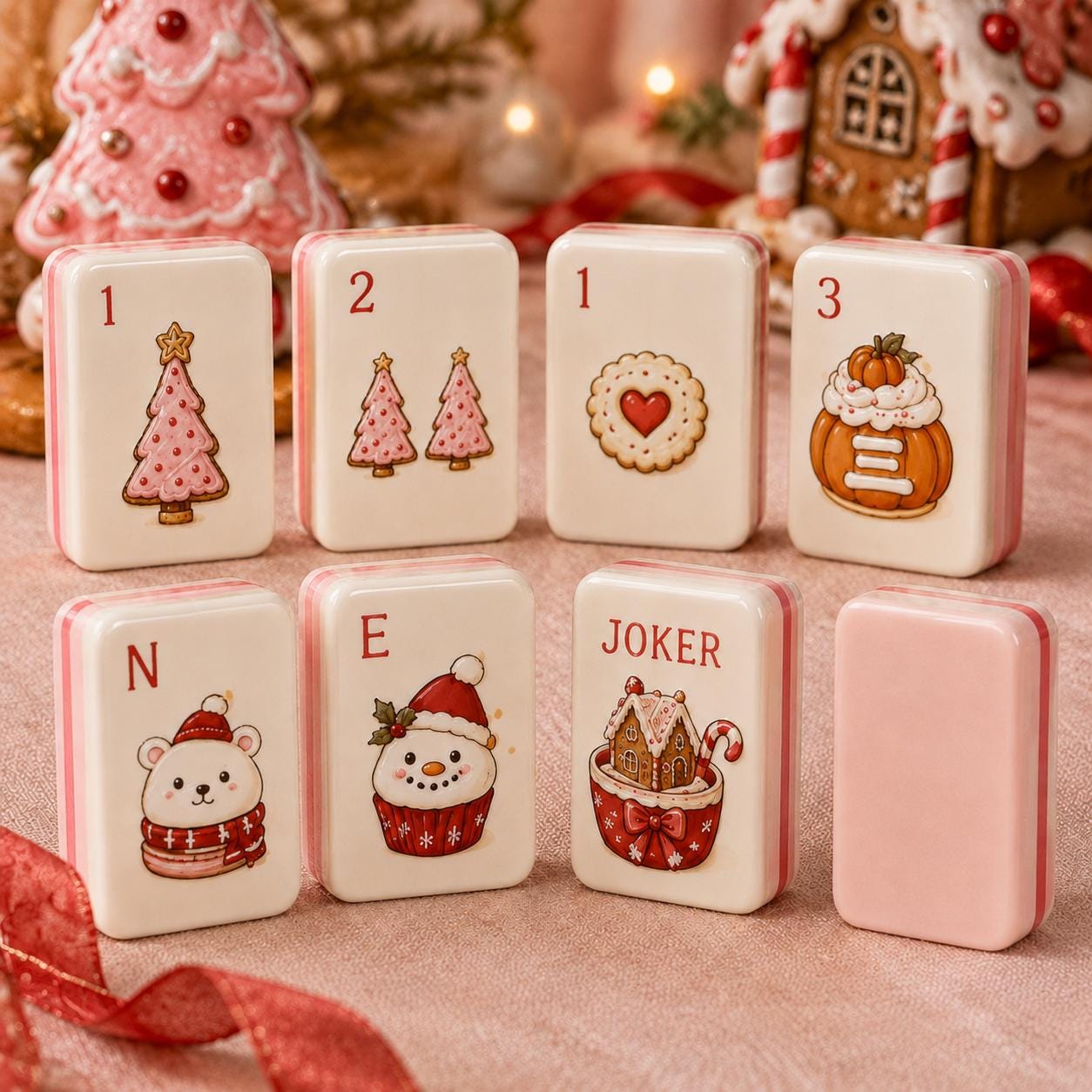 Gingerbread Christmas Dessert American Mahjong Tiles