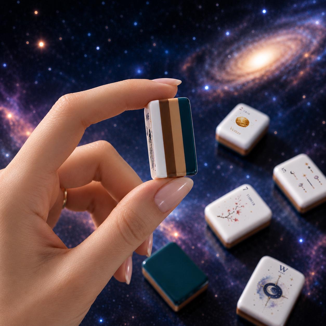 American Mahjong Set, Celestial Galaxy Mahjong Tiles, Astronaut Black Hole Design, Custom Bulk Mahjong Gift for Women -