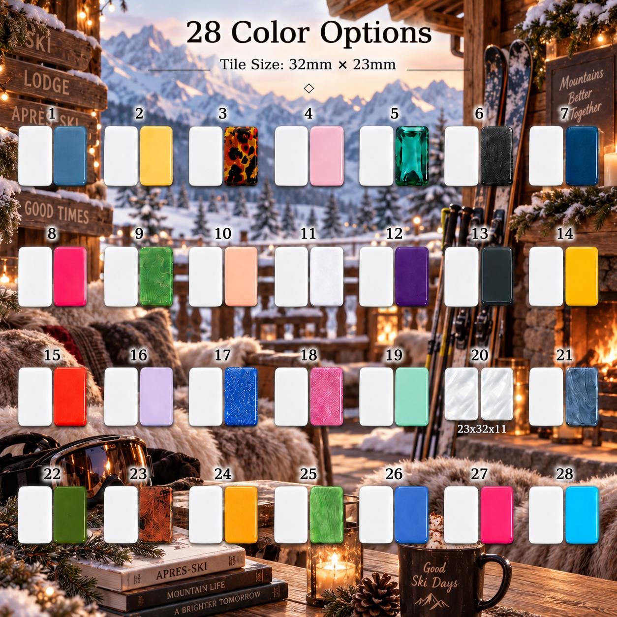 Après Ski Mahjong Set, American Mahjong Tiles, Ski Club Gift, Winter Lodge Game, Custom Bulk Mahjong, Ski Trip Gift - 2
