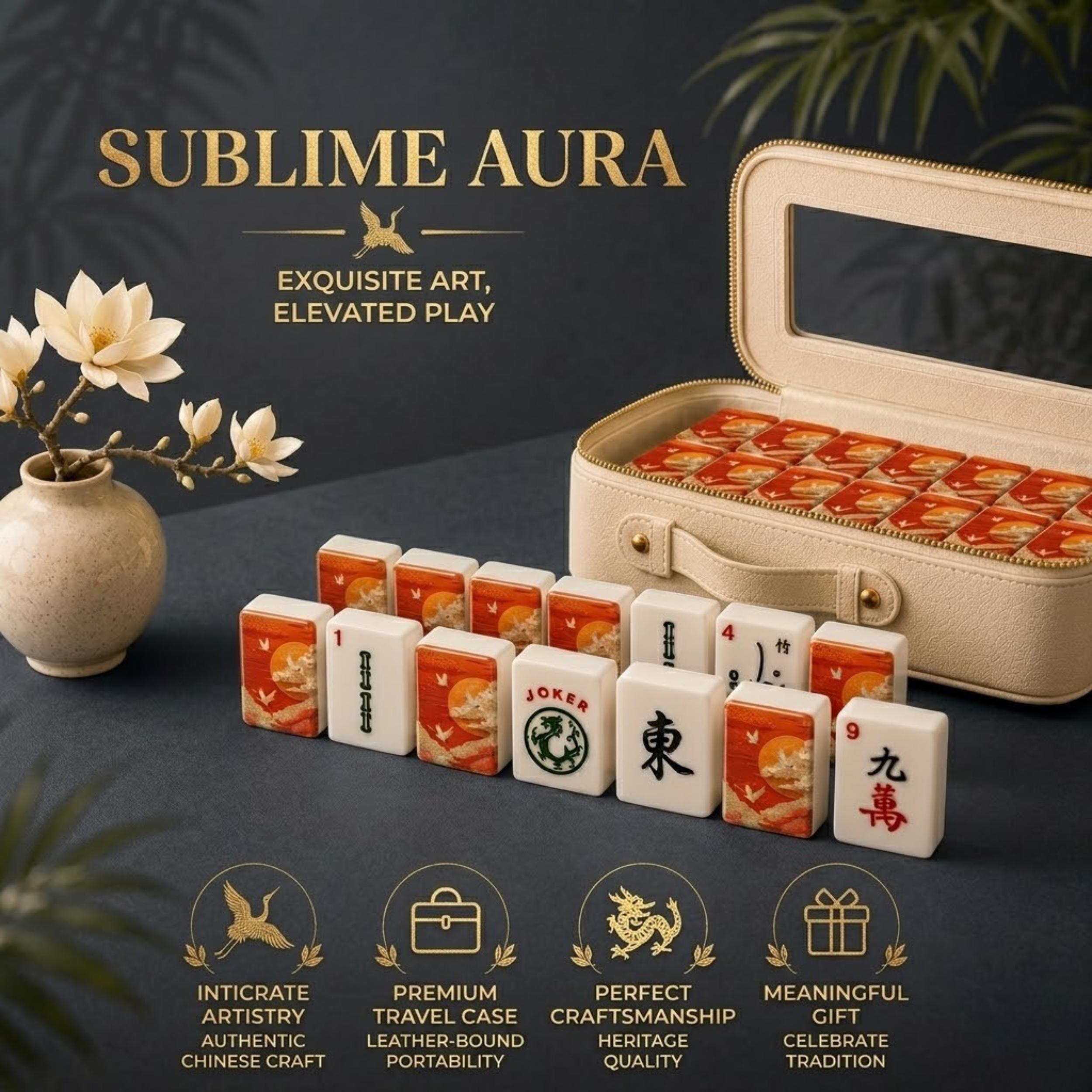 Luxury Red Crane Mahjong Tiles |1.4"x1.0"x0.6" American Mahjong Acrylic Tiles with Asian Art Backs | Luxe Mahjong Gift |