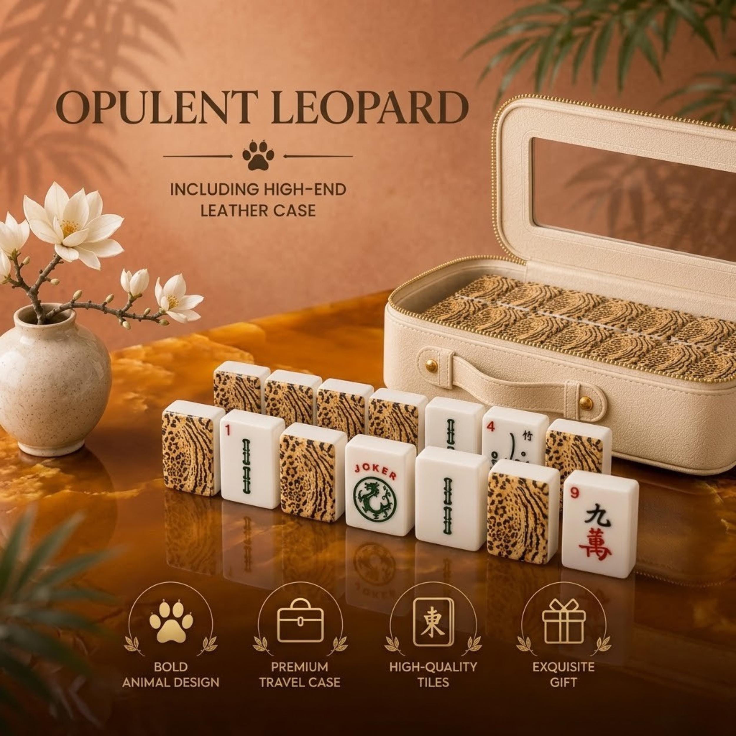 Safari Chic Mahjong Tiles |1.4"x1.0"x0.6" American Mahjong Acrylic Tiles with Leopard & Zebra Animal Print | Luxe Mahjon