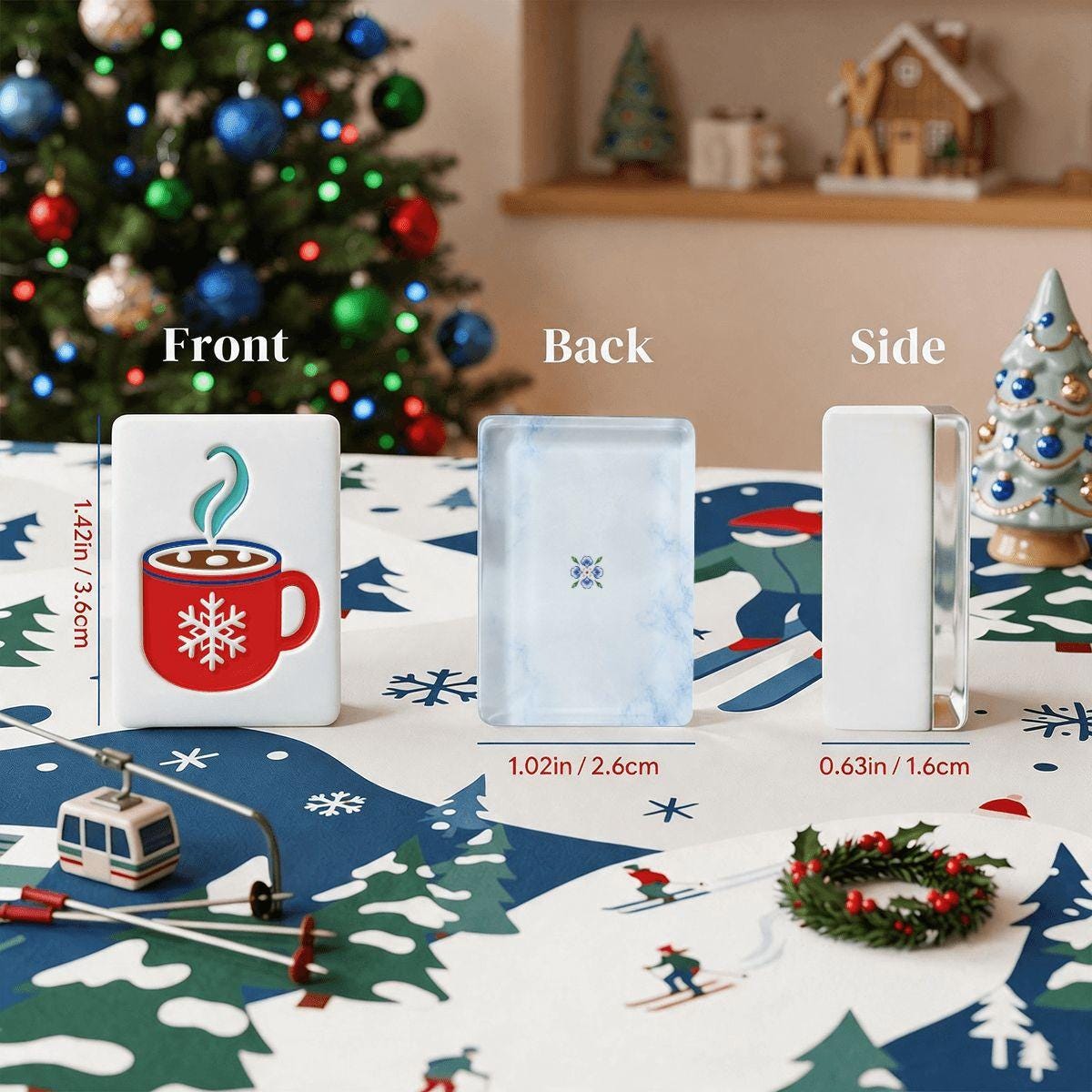 Alpine Slopes Mahjong Set 160 Tiles, Marble Back Acrylic Mahjong, Après Ski Holiday Game Night, Unique Gift for Her - 2