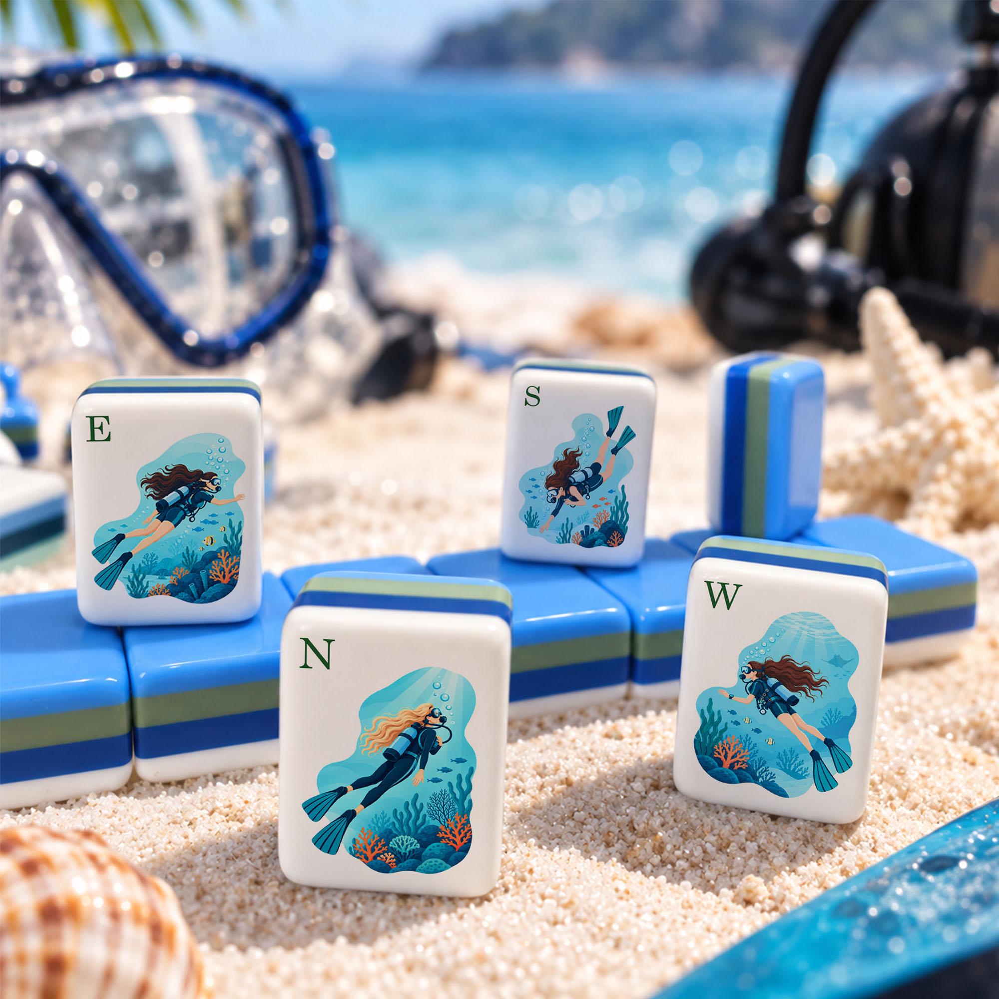 Scuba Diving American Mahjong Set, Underwater Adventure Mahjong Tiles, Scuba Diver Gift, Coastal Game Night Set - 2