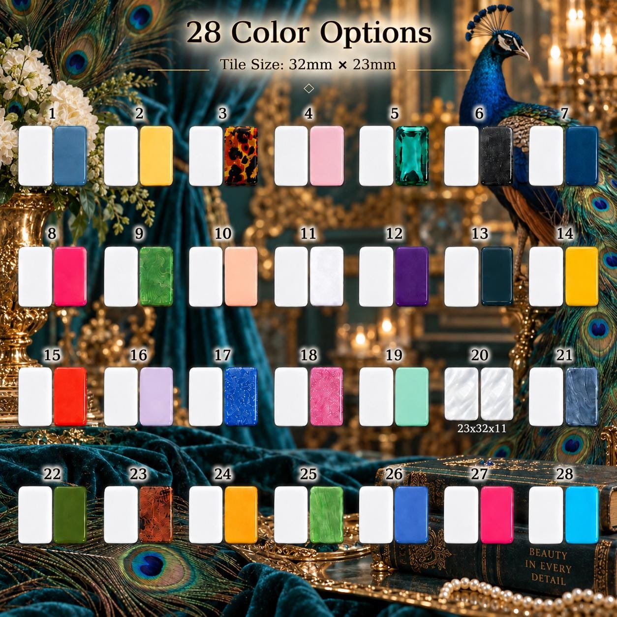 Peacock American Mahjong Set, Blue Gold Tiles, Luxury Mahjong Gift for Women, Custom Bulk Mahjong, Mahjong Club Gift - 2
