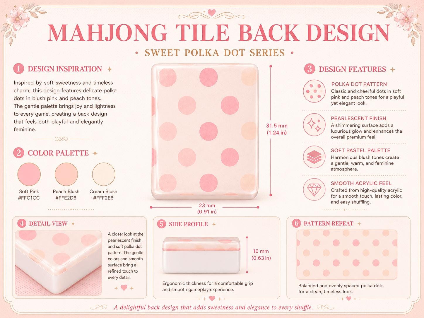 Pink Polka Dot American Mahjong Set, Pastel Acrylic 160 Tile Game, Cute Birthday Gift for Mahjong Lovers, Women and Game