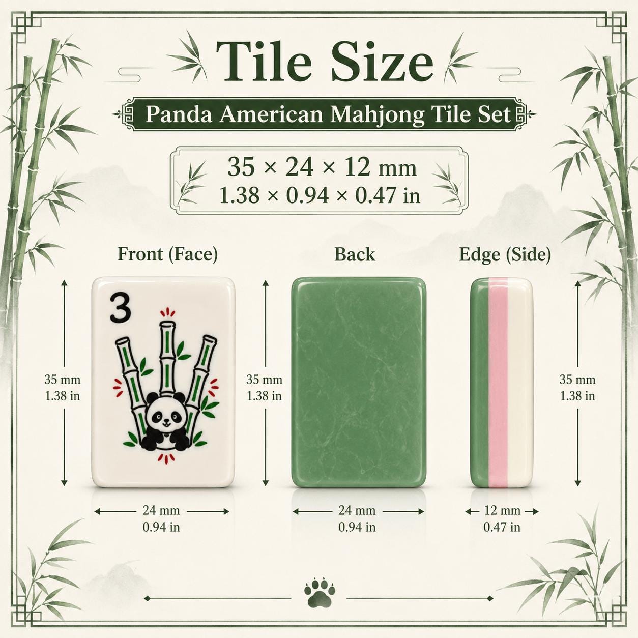 Panda American Mahjong Set, Bamboo Botanical Acrylic Tiles, Cute Nature Inspired 160 Tile Game, Gift for Mahjong Lovers