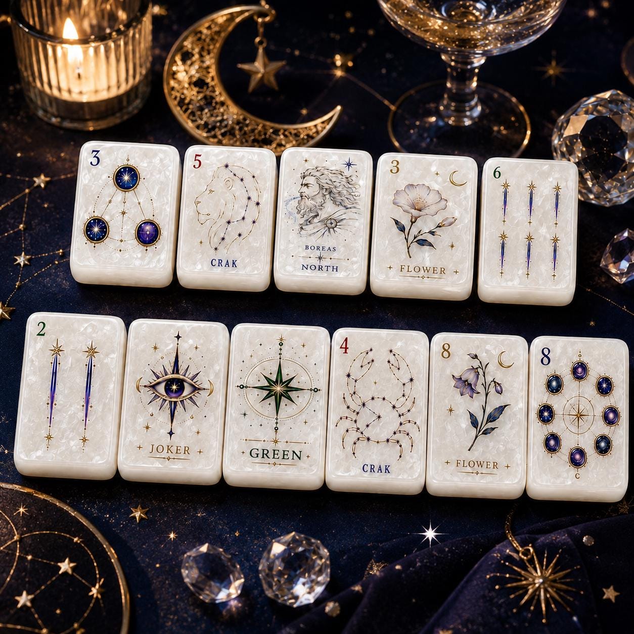 Celestial Astrology American Mahjong Set, Zodiac Signs Mahjong Set, Greek Mythology Mahjong Set, Cosmic Gift, Custom or