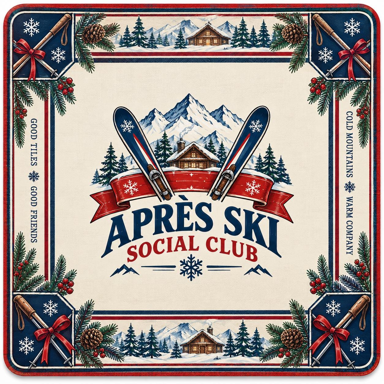 Après Ski Mahjong Set, American Mahjong Tiles, Ski Club Gift, Winter Lodge Game, Custom Bulk Mahjong, Ski Trip Gift - 3