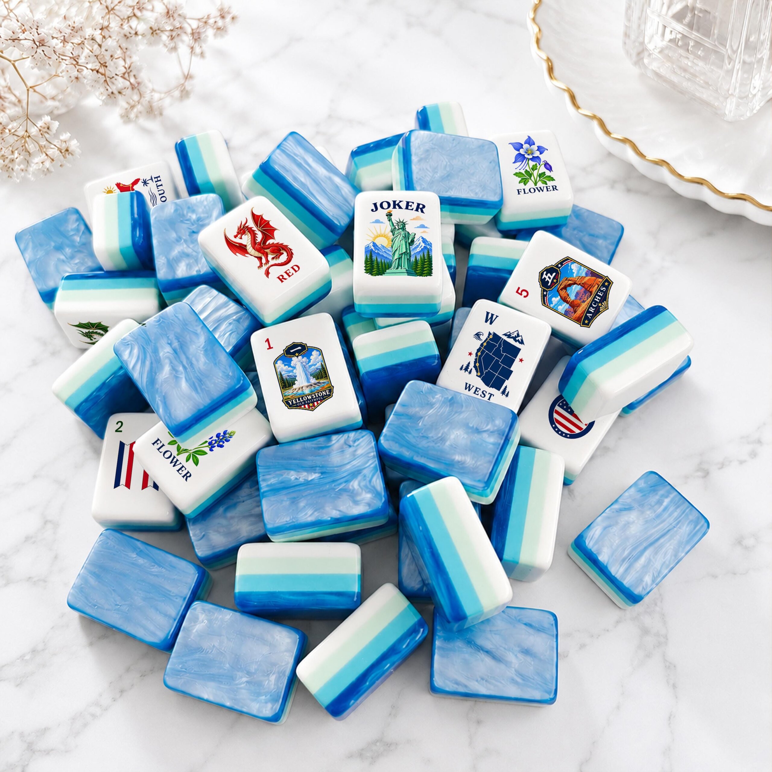American Mahjong Set, Birthday Gift for Wife Mom or Grandma, Mahjong Lover Gift, National Parks Acrylic Tiles - 3