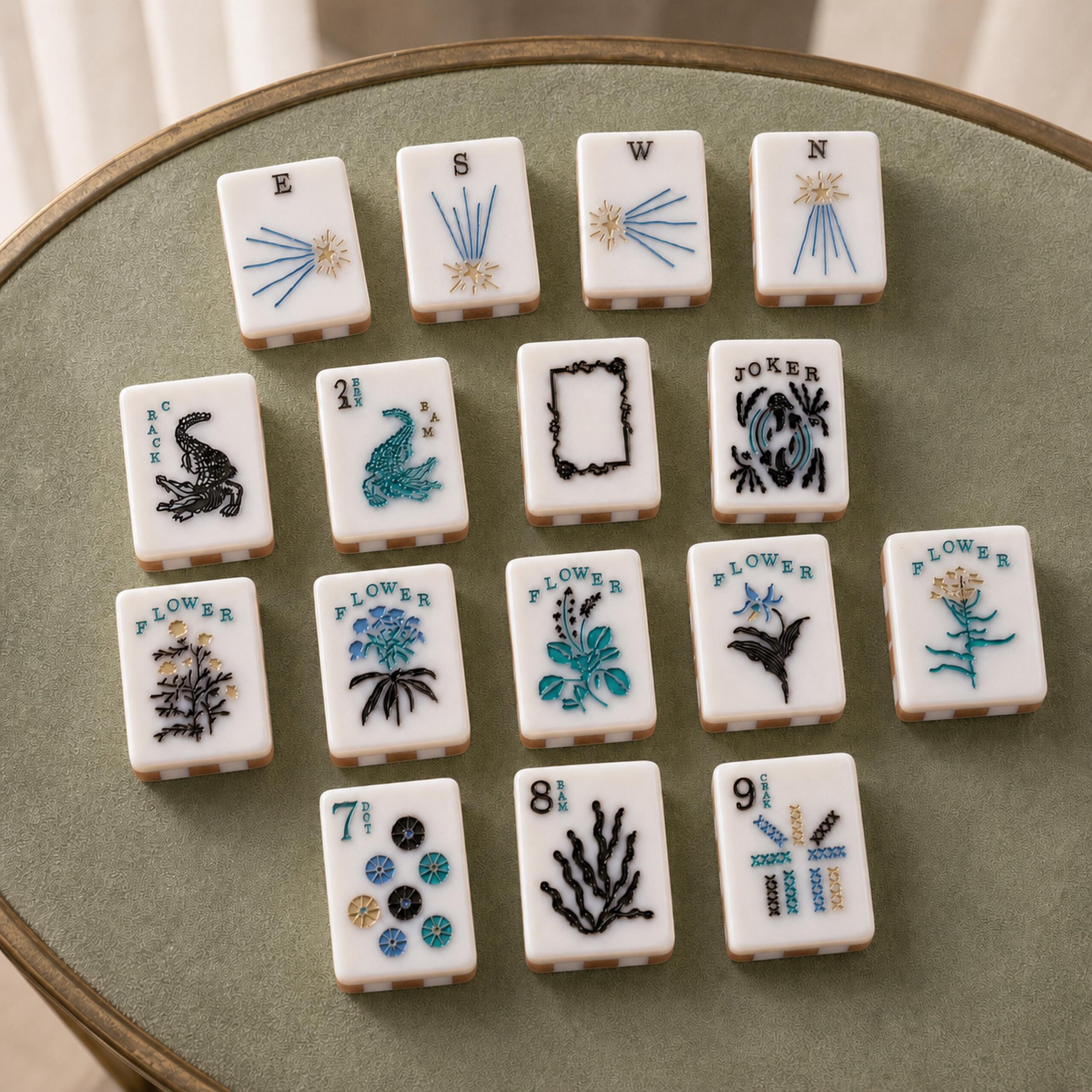 Copper Garden American Mahjong Set, 160 Acrylic Tiles with Checker Backs - 3
