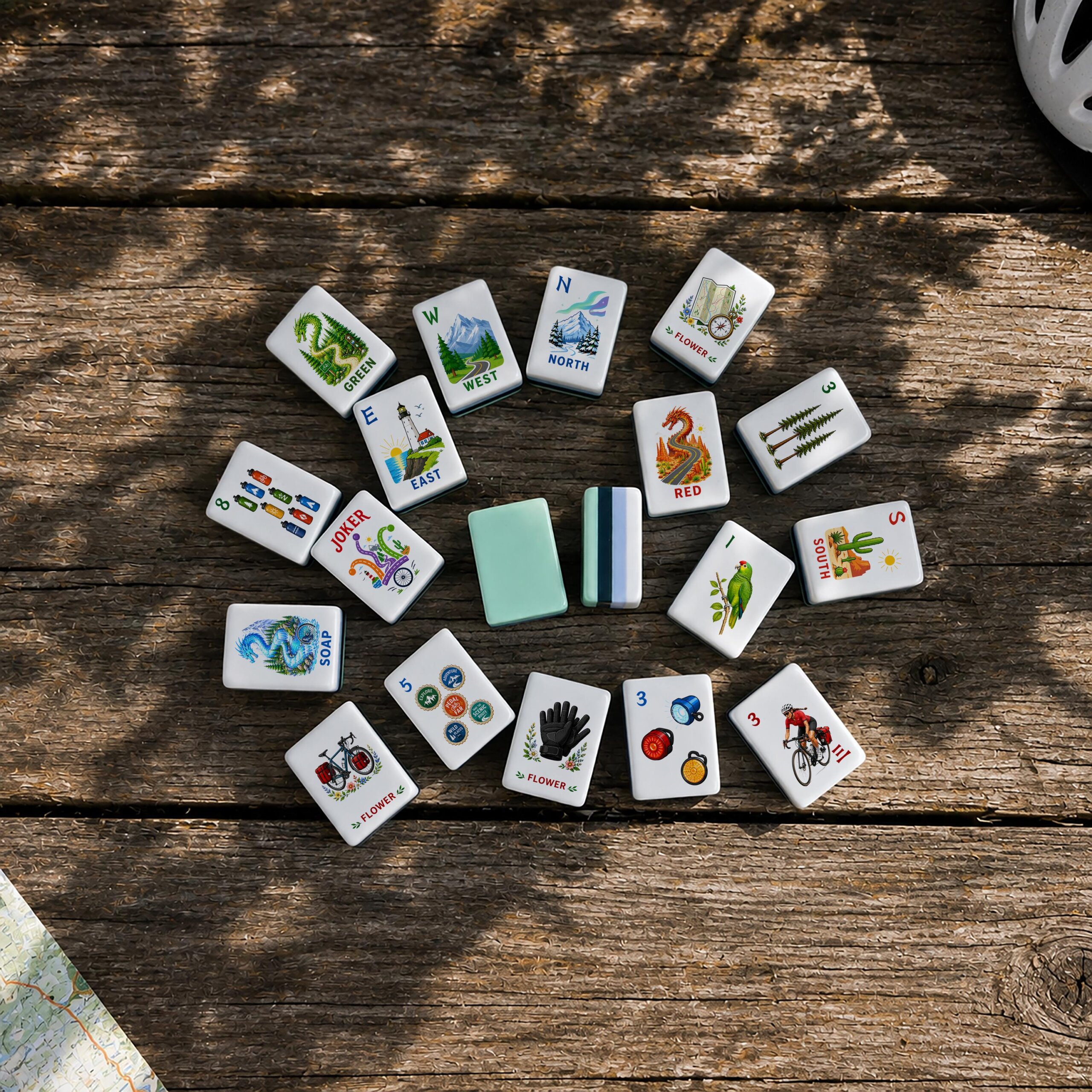 Cycling Park Mahjong Set, American Mahjong Tiles, UV Printed Acrylic Bicycle Game Gift - 3