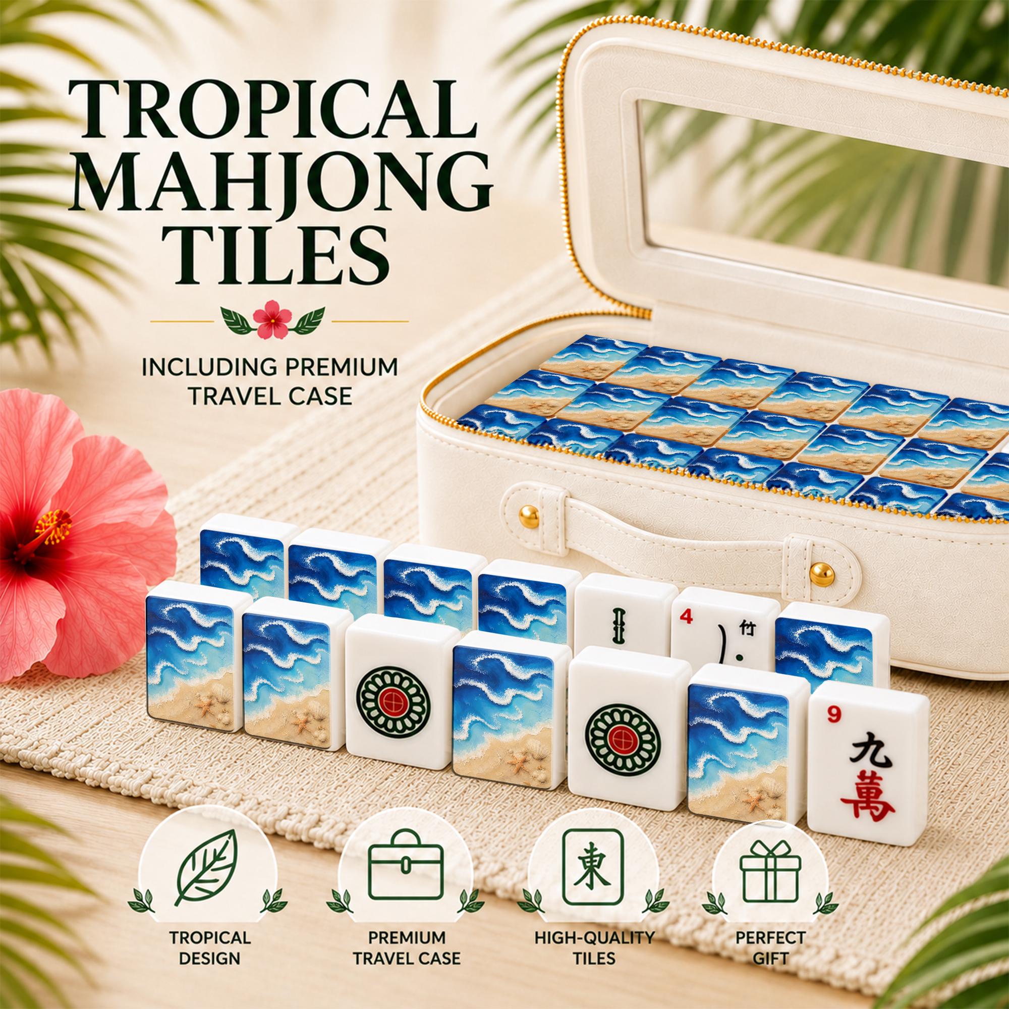 Ocean Mahjong Tiles, 1.4"x1.0"x0.6" Luxury American Mahjong Tiles, Blue Coastal Mahjong Gift, Premium American Mahjong T