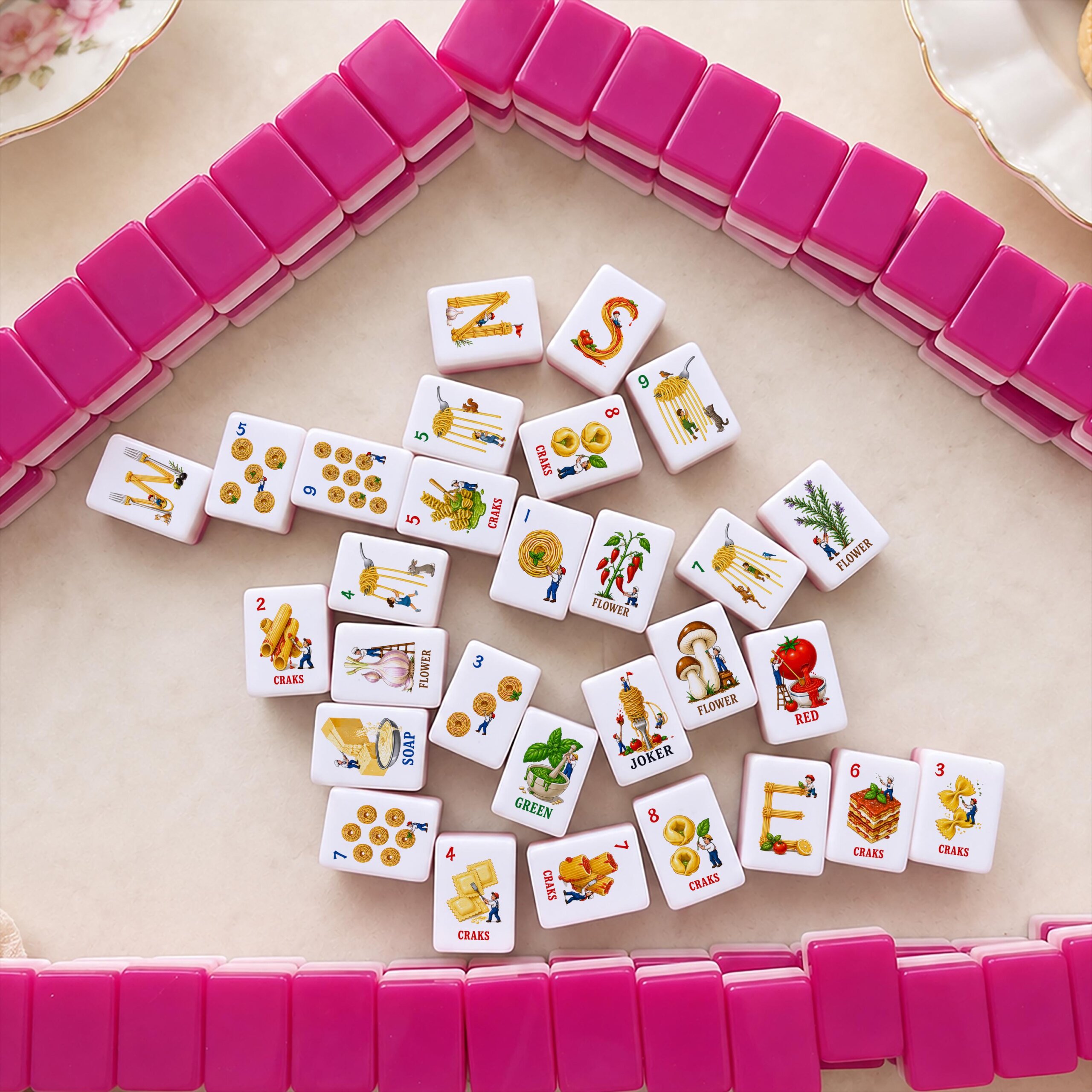 Pasta Night Mahjong Set, Italian Table American Mahjong Tiles, Acrylic Game Night Gift for Her - 3