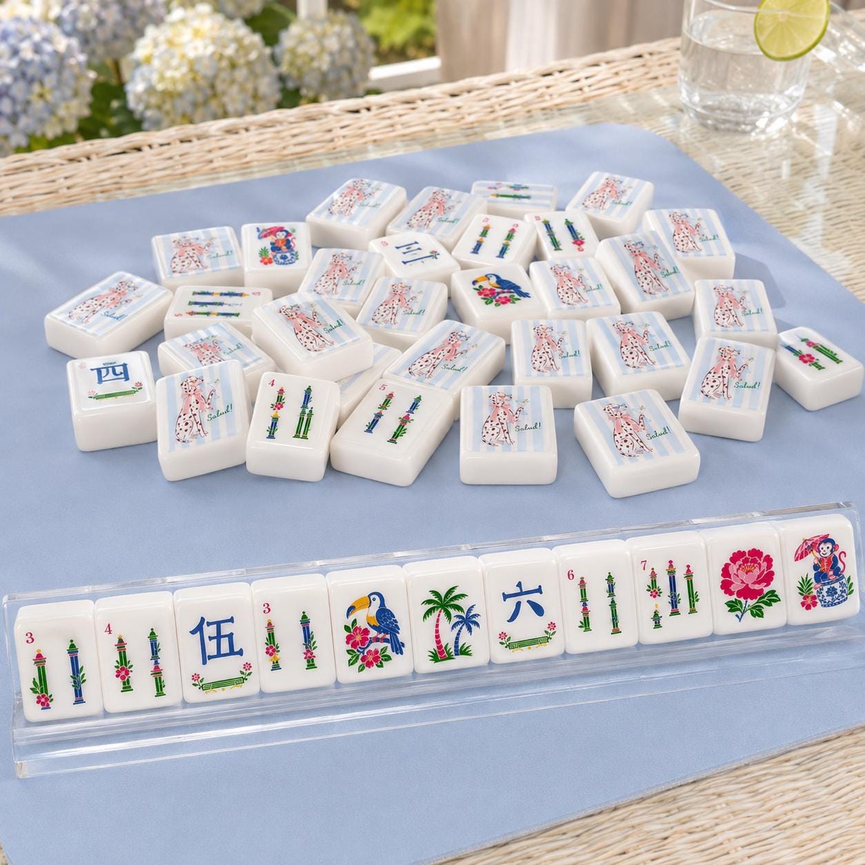 Dalmatian Mahjong Tiles Set, Luxury Acrylic American Mahjong Tiles, Dog Lover Mah Jongg Game Set, Preppy Summer Design,