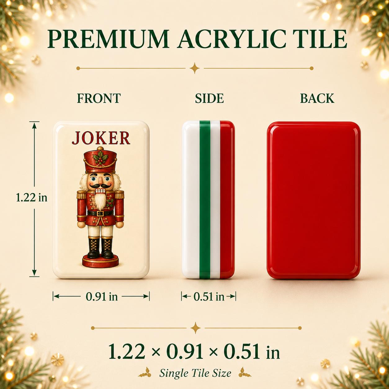 Christmas Acrylic Mahjong Set, Festive Holiday Mahjong Tiles, Vintage Santa & Christmas Design American Mahjong Game,Gif