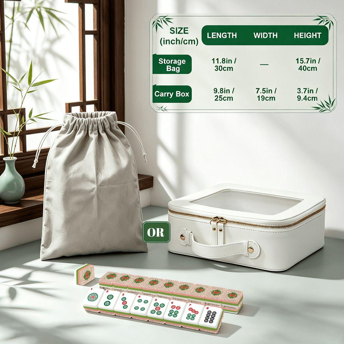 4-Layer American Mahjong Set 166 Tiles, Christmas Holly Red Bow Acrylic Tiles, Holiday Game Night, Unique Gift for Her -