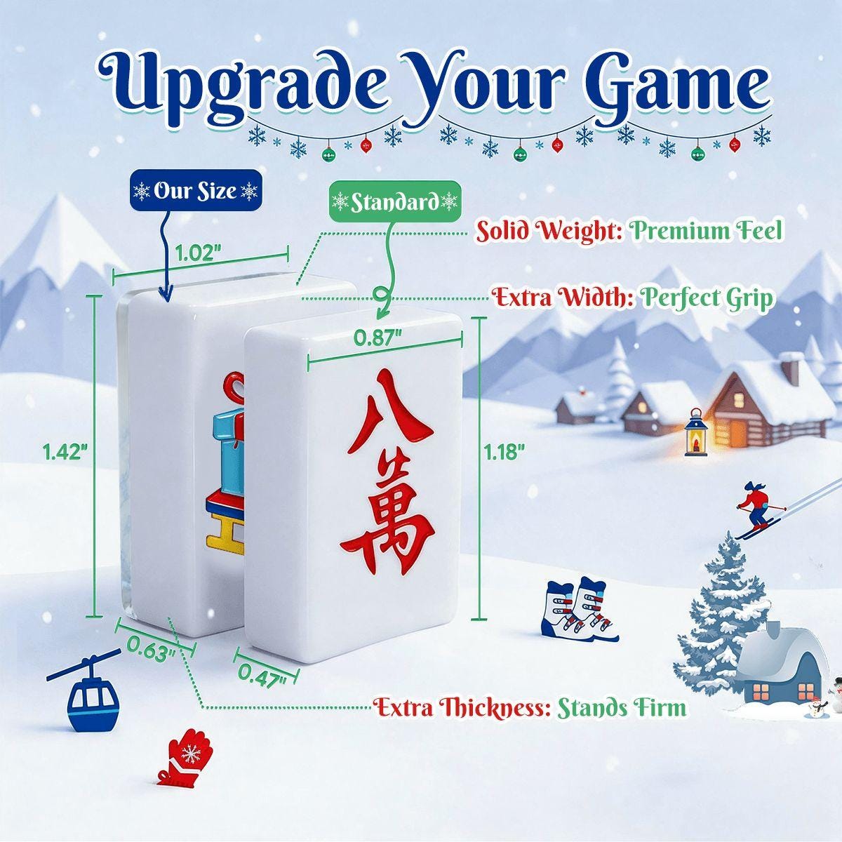 Alpine Slopes Mahjong Set 160 Tiles, Marble Back Acrylic Mahjong, Après Ski Holiday Game Night, Unique Gift for Her - 3