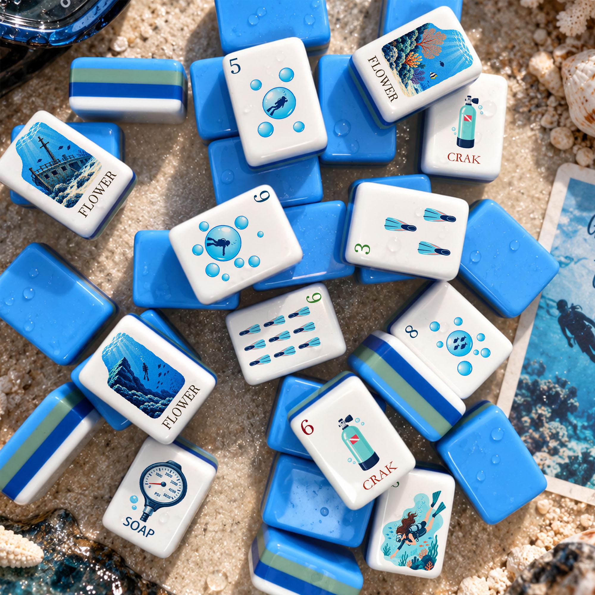 Scuba Diving American Mahjong Set, Underwater Adventure Mahjong Tiles, Scuba Diver Gift, Coastal Game Night Set - 3