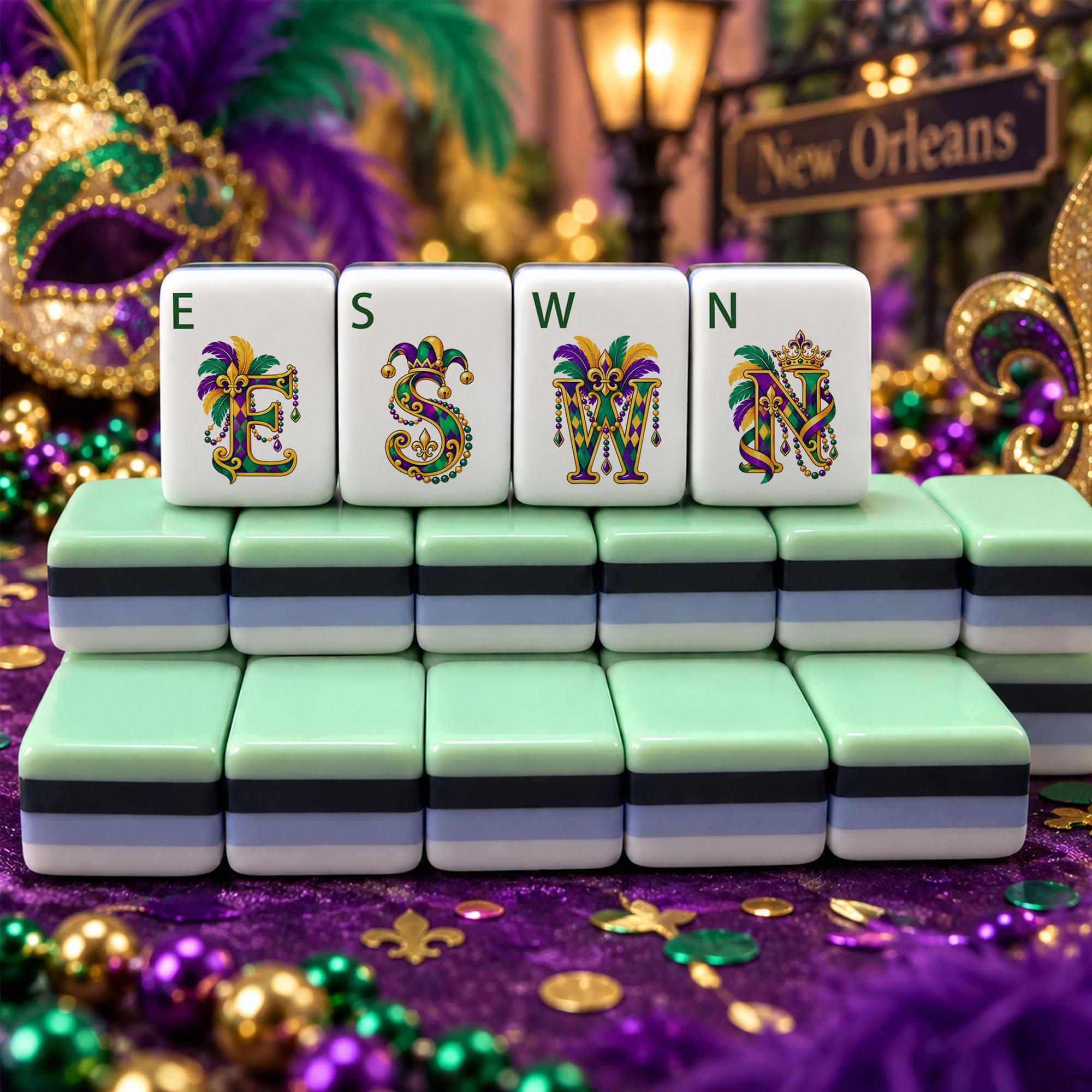 Mardi Gras American Mahjong Set, New Orleans Mah Jongg Tiles, Purple Green Gold Game Night Gift, Carnival Mahjong Set -