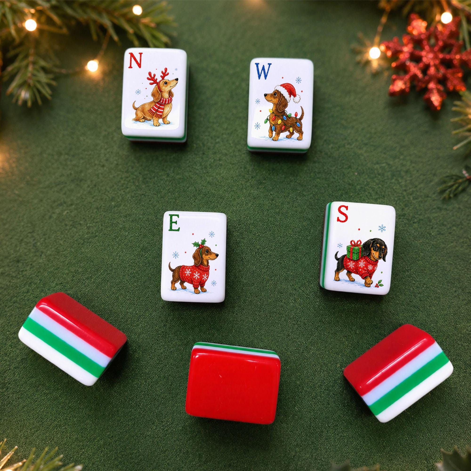 Christmas American Mahjong Set, Holiday Mah Jongg Tiles, Vintage Christmas Game Night Gift, Family Mahjong, Gift for Her