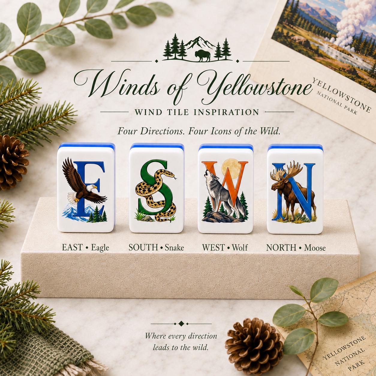 American Mahjong Set, Yellowstone Mahjong Tiles, Unique Mahjong Gift, National Park Game Set, Wildlife Gift for Mahjong