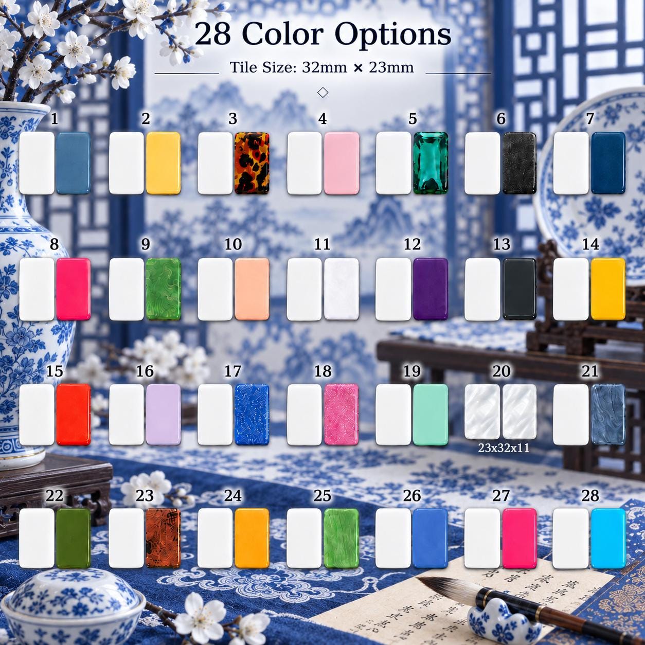American Mahjong Set, Secret Garden Mahjong, Blue White Chinoiserie Tiles, 160 Acrylic Tiles, Custom Bulk Mahjong Gift -