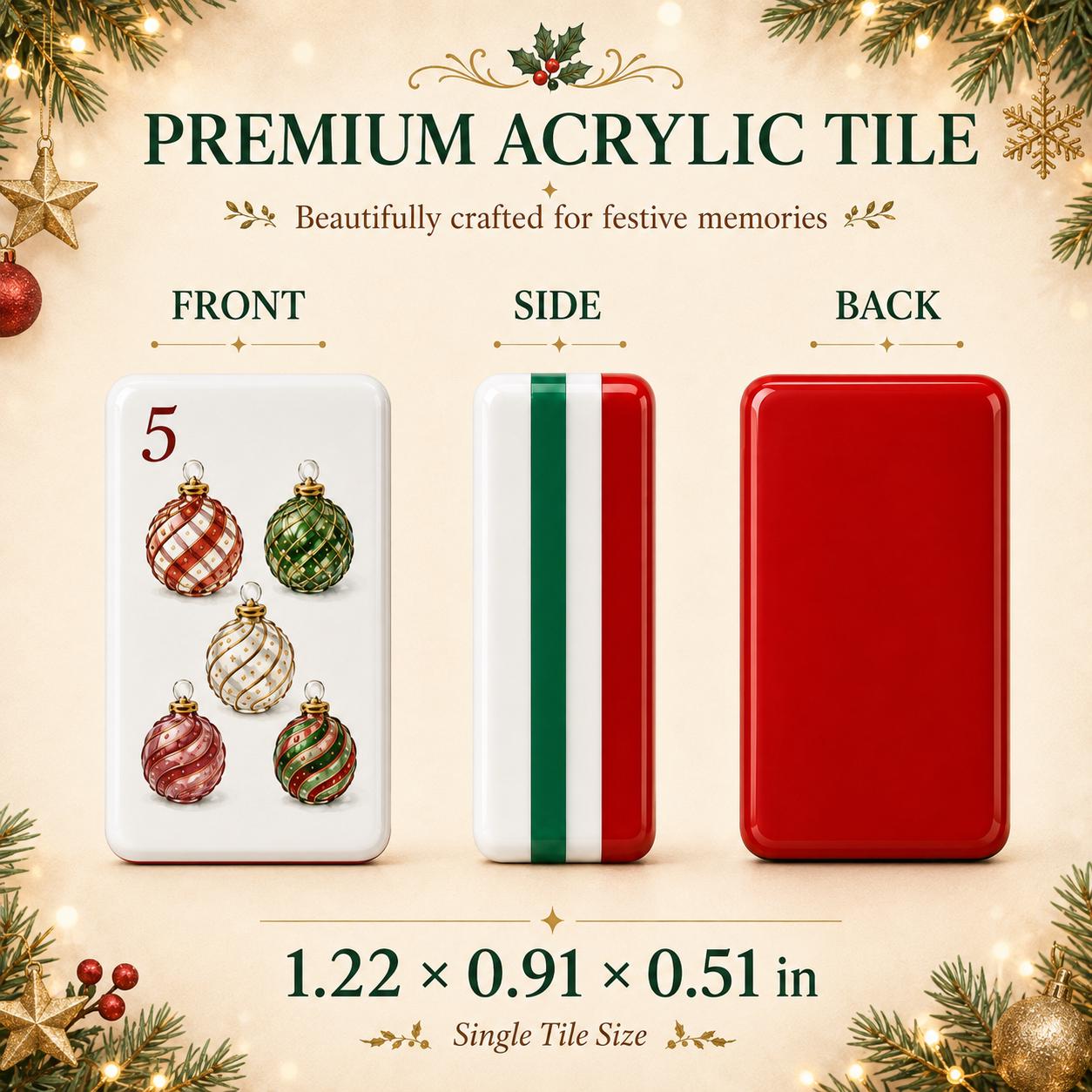 Christmas American Mahjong Set, Holiday Acrylic 160 Tile Set, Red Green Winter Mahjong Tiles, Festive Gift for Mahjong L
