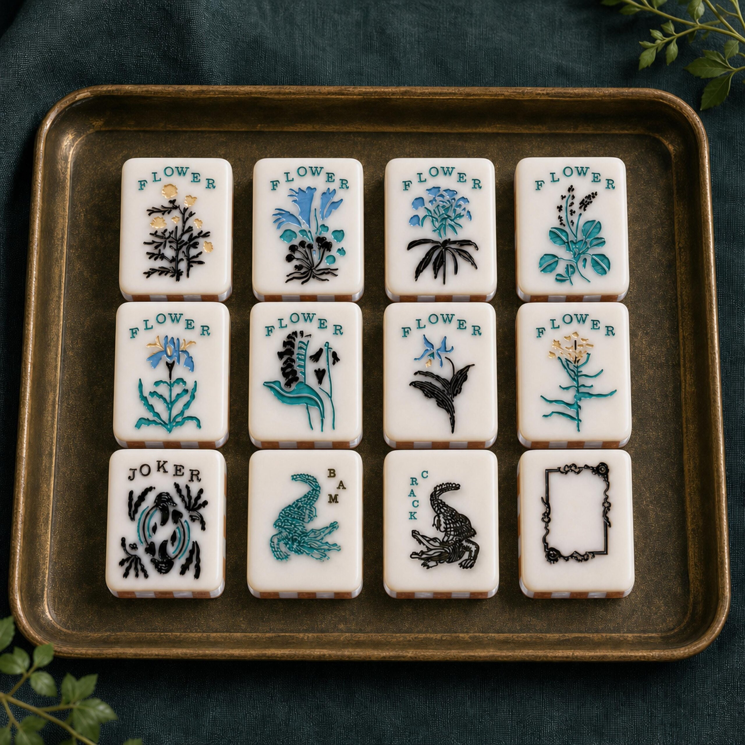 Copper Garden American Mahjong Set, 160 Acrylic Tiles with Checker Backs - 4