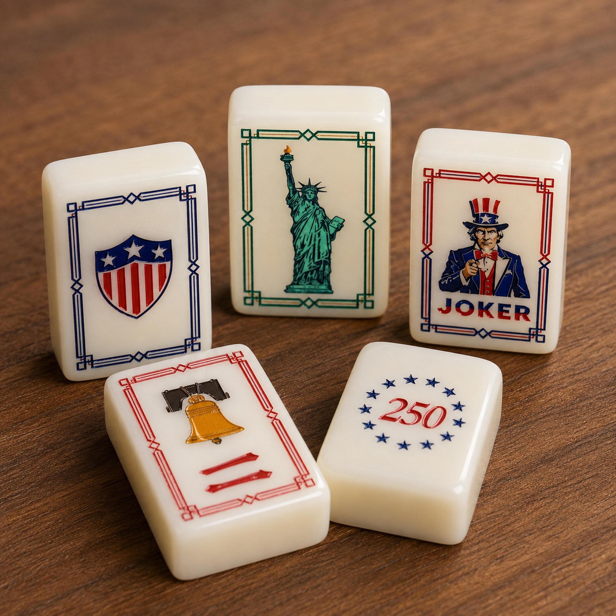 Patriotic American Mahjong Tile Set: Red, White and Blue 250th Anniversary Design - 4