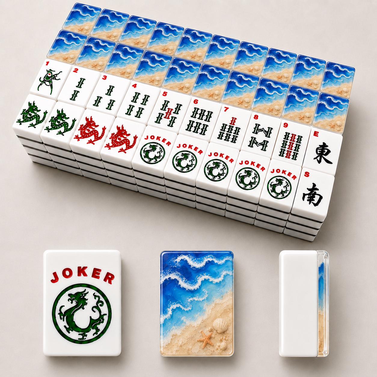 Ocean Mahjong Tiles, 1.4"x1.0"x0.6" Luxury American Mahjong Tiles, Blue Coastal Mahjong Gift, Premium American Mahjong T