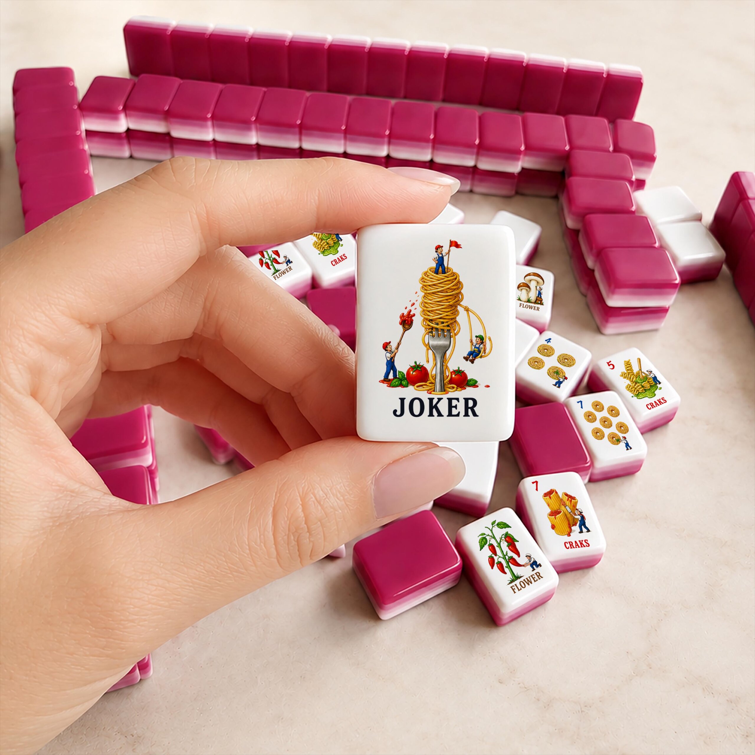 Pasta Night Mahjong Set, Italian Table American Mahjong Tiles, Acrylic Game Night Gift for Her - 4