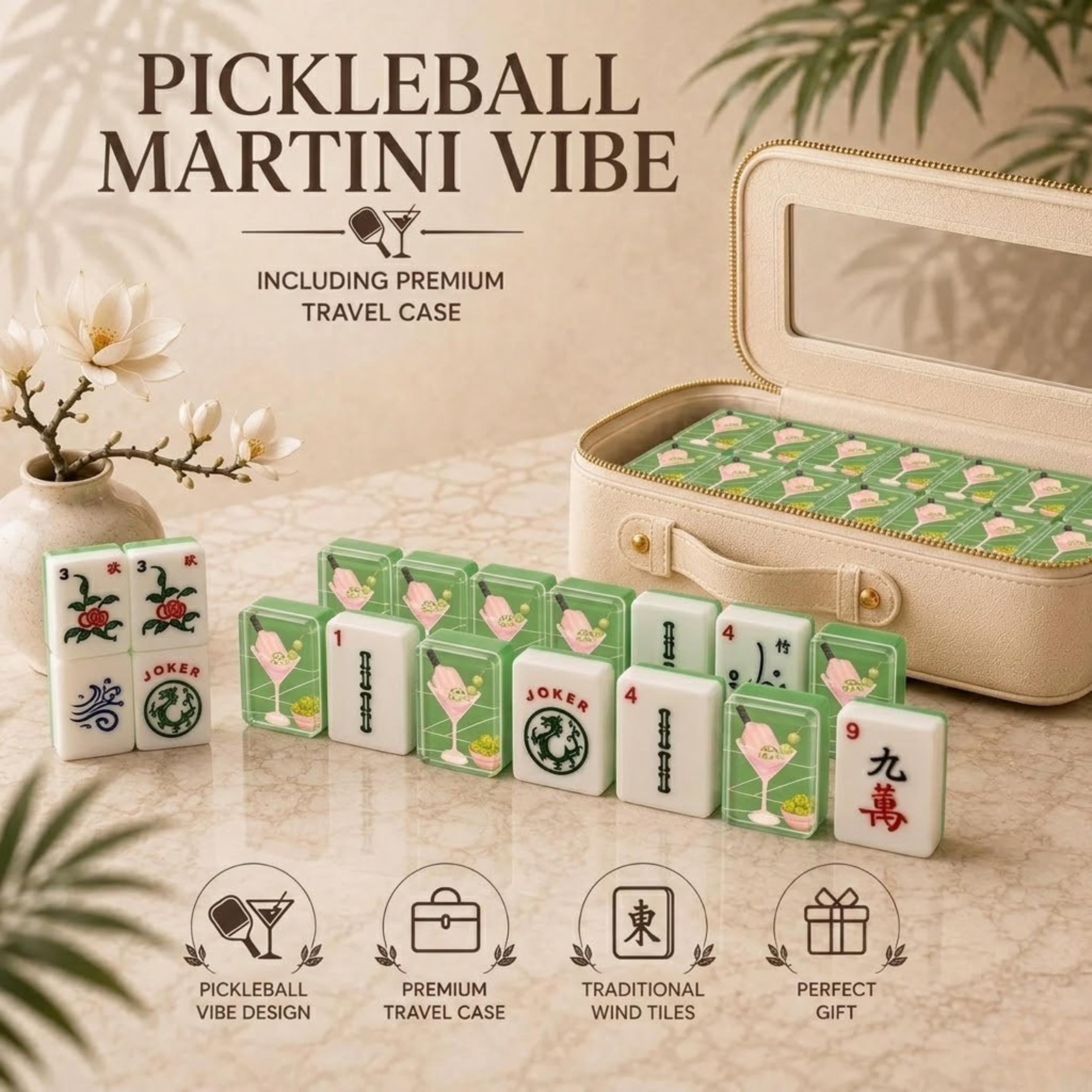 Pickleball Mahjong Tiles | 1.4"x1.0"x0.6" Luxury American Mahjong Tiles | Pink Green Pickleball Mahjong Set, Aesthetic M