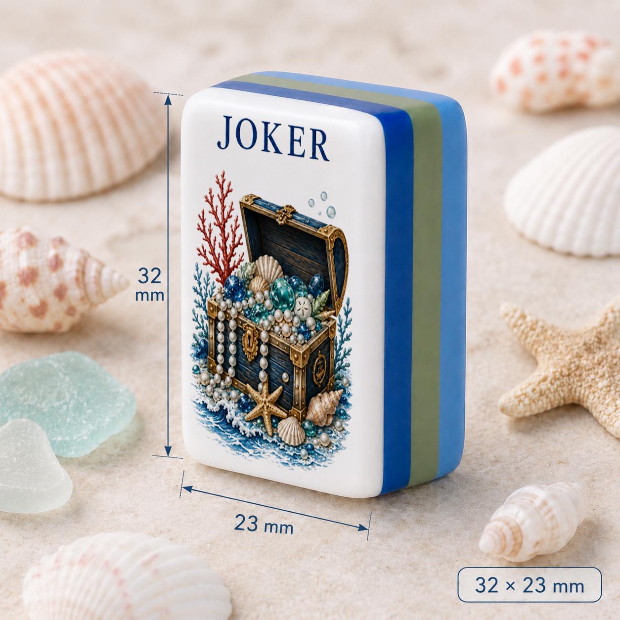 Luxury Coastal American Mahjong Set 160 Tiles, Nautical Acrylic UV Printed Mahjong Game, Beach House Gift with Jokers, B