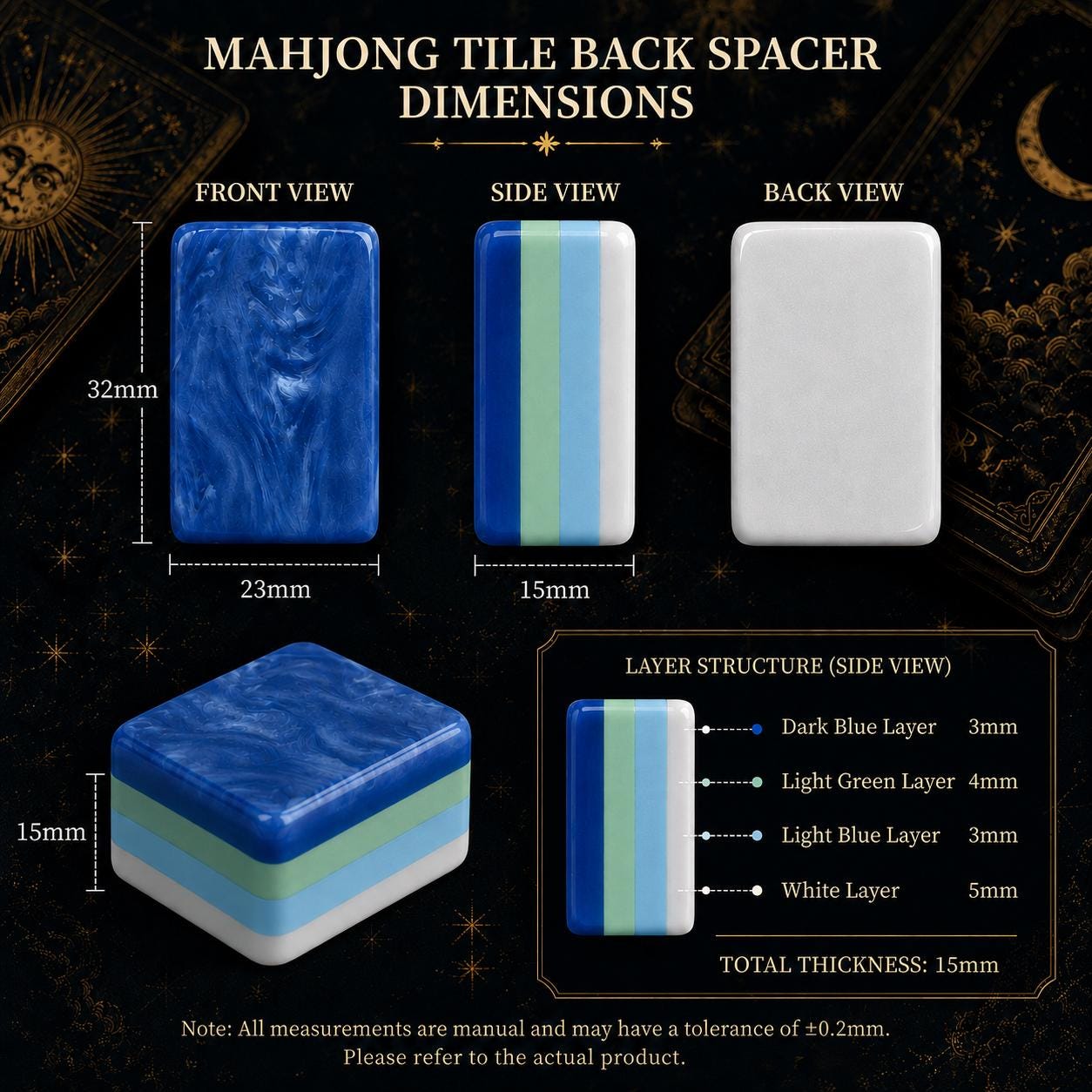 Mystic Celestial American Mahjong Set, Moon Crystal Astrology Mahjong Tiles, Fantasy Tarot Inspired Acrylic Game Set, Un