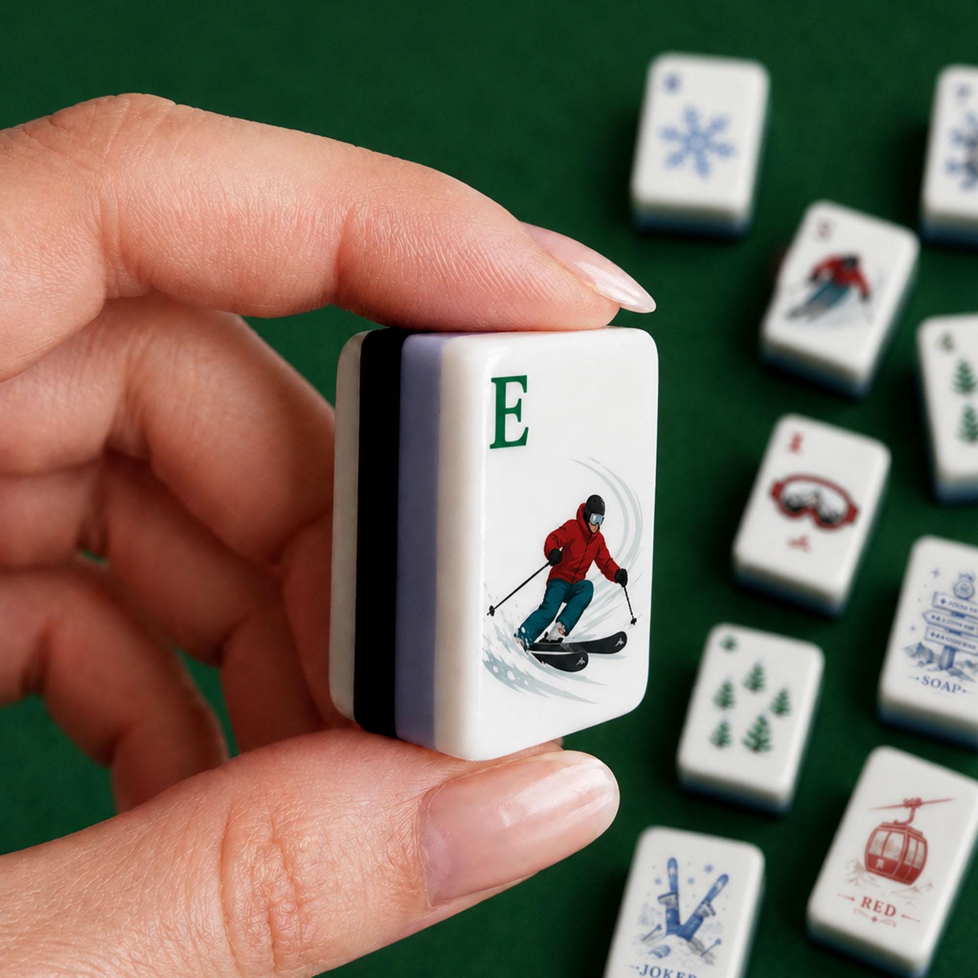 Ski Themed Mahjong Tile Set, 152 or 160 Tiles UV Print Mahjong Tiles, Gift for Ski Lovers - 5
