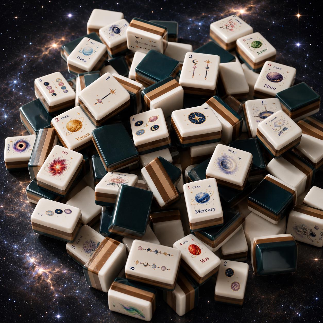 American Mahjong Set, Celestial Galaxy Mahjong Tiles, Astronaut Black Hole Design, Custom Bulk Mahjong Gift for Women -